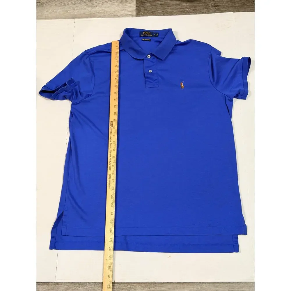 Polo Ralph Lauren Pima Soft Touch Polo Shirt Mens L Blue Pony Logo Golf